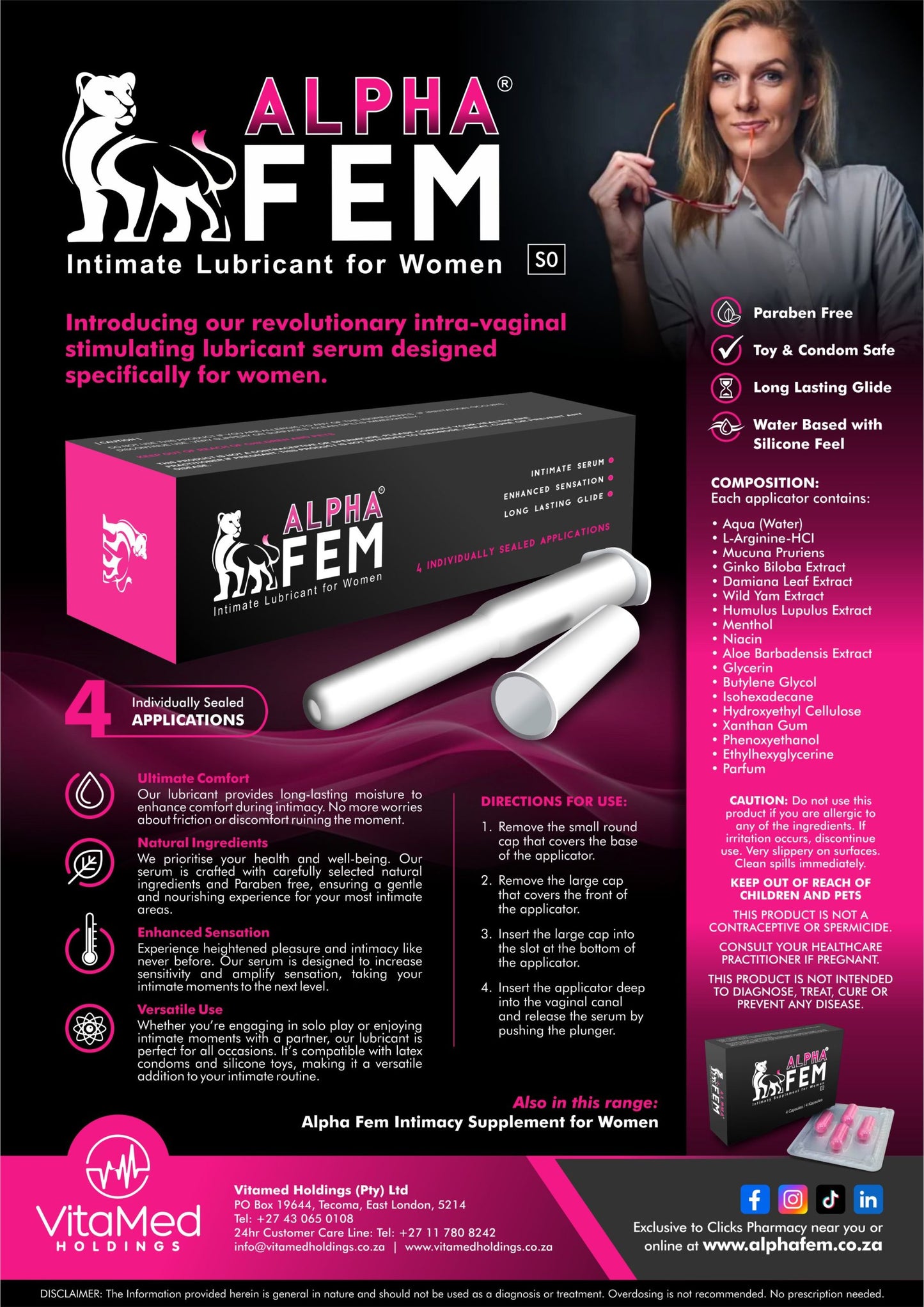 Alpha Fem Intimacy Lubricant Serum For Women 4's